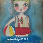 Little Swimmer 5x7 art card..