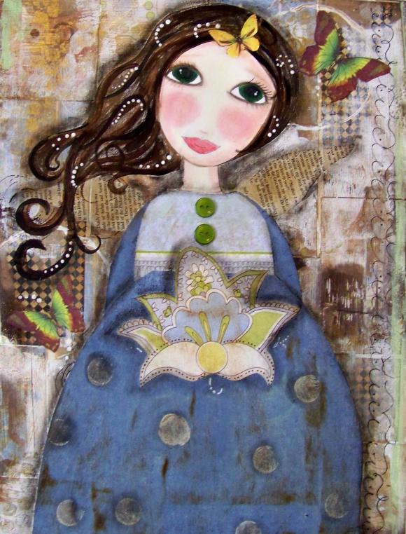 Angel in BLUE 5x7 ART card PRINT 