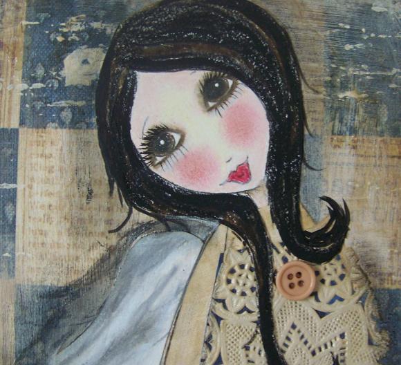 Noel a Christmas Tattered Angel 5x7 Art CARD 