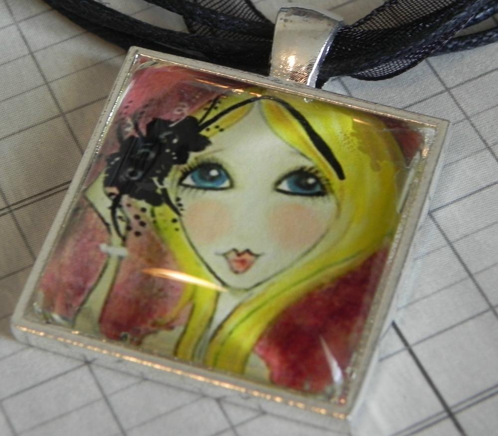 Glitter Girl glass tile pendant NEW LOWER PRICE