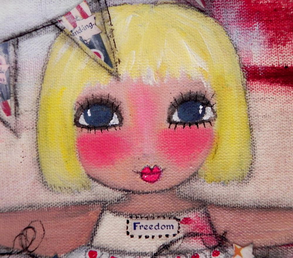 Miss Liberty Belle 12x12 ORIGINAL ART mixed media painting