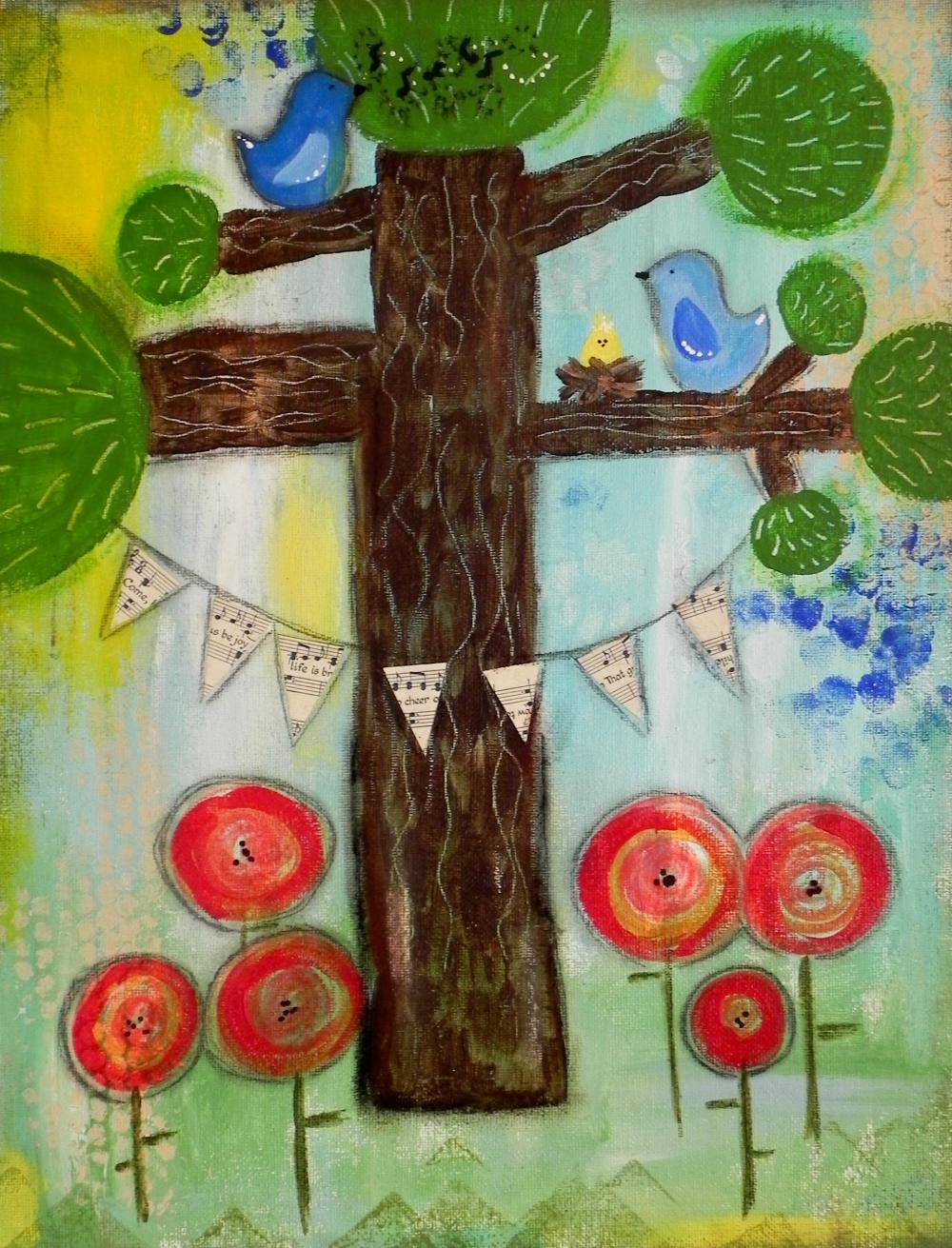 Welcome HOME 11x14 mixed media ORIGINAL