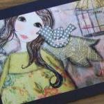 Angel in BLUE 5x7 ART card ..